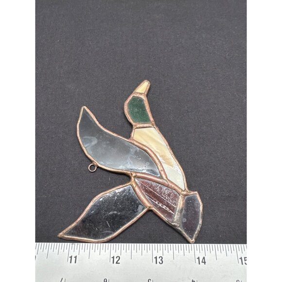 Handcrafted Stained Glass Flying Mallard Duck Suncatcher Artistic Home Decor Han - Picture 2 of 3